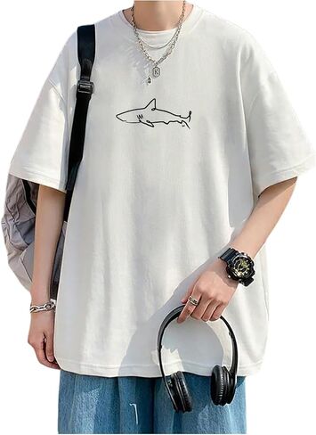 Men's Oversized Graphic Tees Half Sleeve Drop Shoulder Summer Casual T Shirt in Saudi Arabia