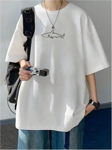 Men's Oversized Graphic Tees Half Sleeve Drop Shoulder Summer Casual T Shirt in Saudi Arabia