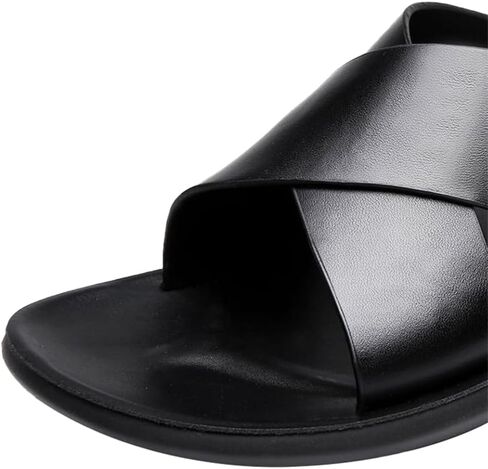 Mggmokay Mens Leather Slides Men Cross Sandals Lightweight Open Open Toe Flipper for Summer in Saudi Arabia