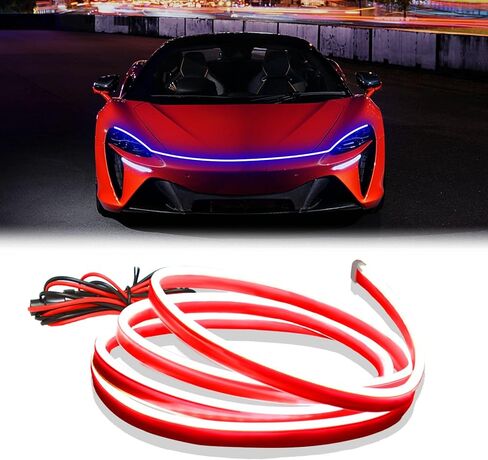 Dibms 71 بوصة السطوع عالي الفجوة غطاء LED الشريط LED-أضواء الجري أثناء النهار إكسسوارات الديكور الخارجي التلقائي (الأخضر) in Kuwait