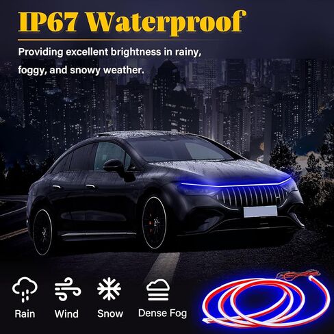 Dibms 71 بوصة السطوع عالي الفجوة غطاء LED الشريط LED-أضواء الجري أثناء النهار إكسسوارات الديكور الخارجي التلقائي (الأخضر) in Kuwait