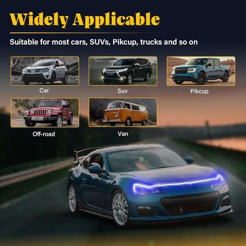 Dibms 71 بوصة السطوع عالي الفجوة غطاء LED الشريط LED-أضواء الجري أثناء النهار إكسسوارات الديكور الخارجي التلقائي (الأخضر) in Kuwait