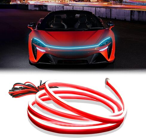 DIBMS 71-inch High-Brightness Car Hood Gap LED Light Strip - Daytime Running Lights Universal Auto Exterior Decor Accessories (Green) in Kuwait