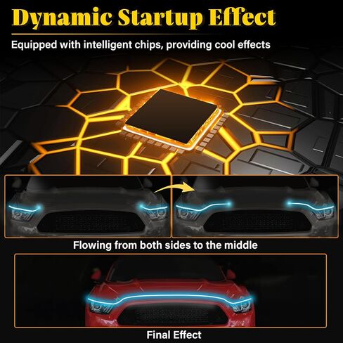 DIBMS 71-inch High-Brightness Car Hood Gap LED Light Strip - Daytime Running Lights Universal Auto Exterior Decor Accessories (Green) in Kuwait