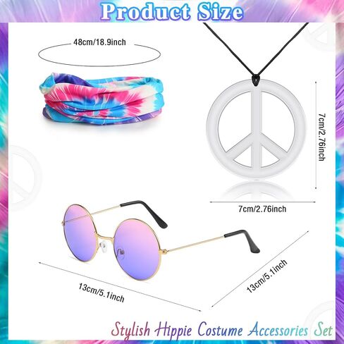 70s Outfits for Kids Boys 4 Pcs Hippie Costume Accessories Set Kids Fun Tie Dye Shirt for Halloween Cosplay Party in Saudi Arabia