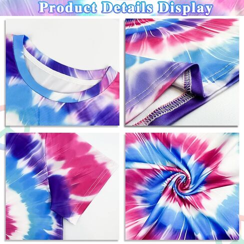 70s Outfits for Kids Boys 4 Pcs Hippie Costume Accessories Set Kids Fun Tie Dye Shirt for Halloween Cosplay Party in Saudi Arabia