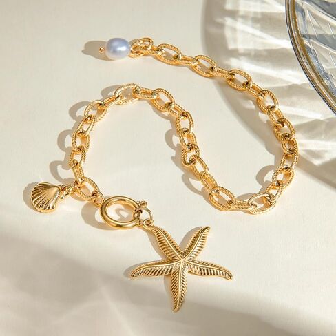 Muyan Starfish Seashell سلسلة سوار للنساء مجوهرات سوار شاطئ شاطئ in Saudi Arabia