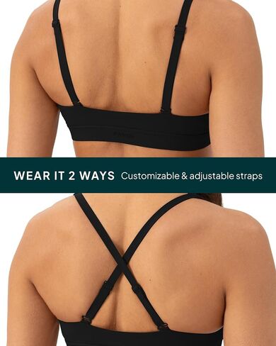 PAVOI ACTIVE V Neck Sports Bra for Women - Low Support Yoga Adjustable Straps Deep V Plunge Bra Removable Pads - FlexFlow in Saudi Arabia