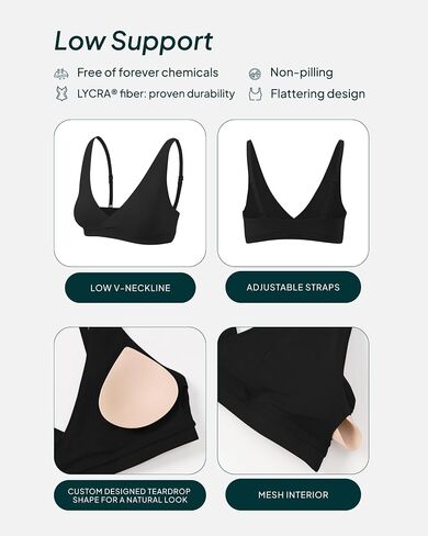 PAVOI ACTIVE V Neck Sports Bra for Women - Low Support Yoga Adjustable Straps Deep V Plunge Bra Removable Pads - FlexFlow in Saudi Arabia