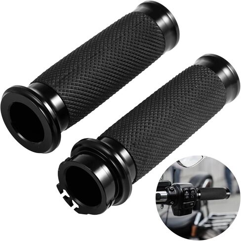 Black Hand Grips 1" Motorcycle Handlebar Grips, Non-Slip Motorcycle Throttle Grips Compatible for Harley Davidson Sportster Touring Dyna Softail 883 1200 in Saudi Arabia