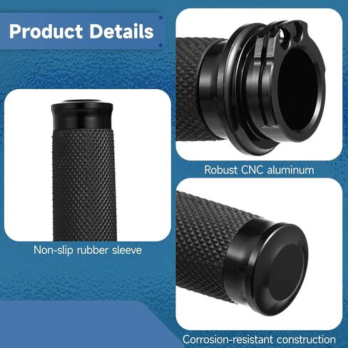 Black Hand Grips 1" Motorcycle Handlebar Grips, Non-Slip Motorcycle Throttle Grips Compatible for Harley Davidson Sportster Touring Dyna Softail 883 1200 in Saudi Arabia