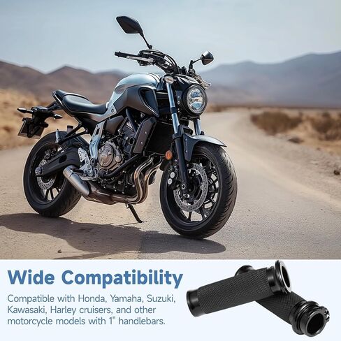 Black Hand Grips 1" Motorcycle Handlebar Grips, Non-Slip Motorcycle Throttle Grips Compatible for Harley Davidson Sportster Touring Dyna Softail 883 1200 in Saudi Arabia