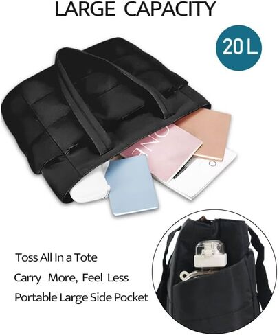 Tote Bag for Women, Lightweight Puffy Bag Handbag with Laptop Compartments Quilted Shoulder Bags for Work Travel Gym in Saudi Arabia