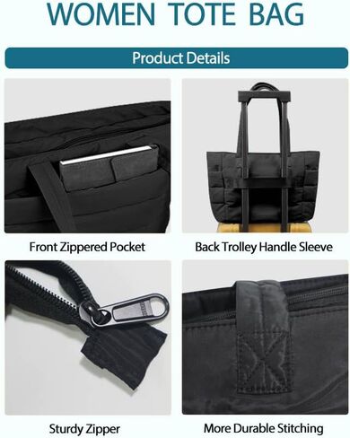 Tote Bag for Women, Lightweight Puffy Bag Handbag with Laptop Compartments Quilted Shoulder Bags for Work Travel Gym in Saudi Arabia