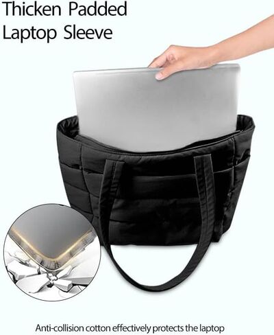 Tote Bag for Women, Lightweight Puffy Bag Handbag with Laptop Compartments Quilted Shoulder Bags for Work Travel Gym in Saudi Arabia