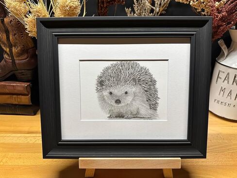 Hedgehog Nature Wildlife Graphite Pencil Art Sketch Drawing Print Picture Limited Edition ~ Titled 'Love Me Tender' by David Allen (8x10 Black Frame & Print) in Saudi Arabia
