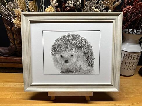 Hedgehog Nature Wildlife Graphite Pencil Art Sketch Drawing Print Picture Limited Edition ~ Titled 'Love Me Tender' by David Allen (8x10 Black Frame & Print) in Saudi Arabia