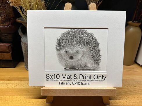 Hedgehog Nature Wildlife Graphite Pencil Art Sketch Drawing Print Picture Limited Edition ~ Titled 'Love Me Tender' by David Allen (8x10 Black Frame & Print) in Saudi Arabia