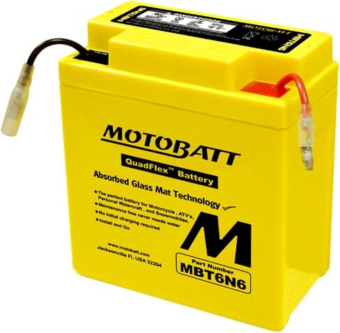 MOTOBATT MBT6N6 (6V 6 أمبير) AGM بطارية الدراجات النارية | 6 فولت محكم الإغلاق حمض البطارية استبدال الدراجات النارية | المصنع تنشيط الصيانة المجانية Quadflex Battery 6V القابلة لإعادة الشحن - يحل محل 6N6-3B in Saudi Arabia