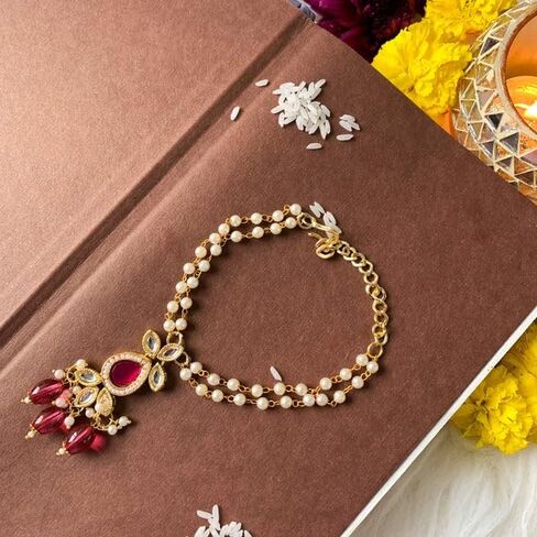 I Jewels Indian Festival Designer Bhaiya Bhabhi Hanging Lumba Rakhi for Rakshabhandan Special (R014-15-22-L) (Style 7) in Saudi Arabia
