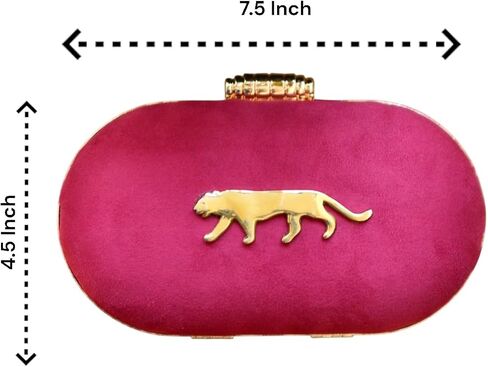 Indian Ethnic Designer Velvet Clutch with Jaguar Design for Women to Pair with Saree or any Indian Traditional Attire in Saudi Arabia