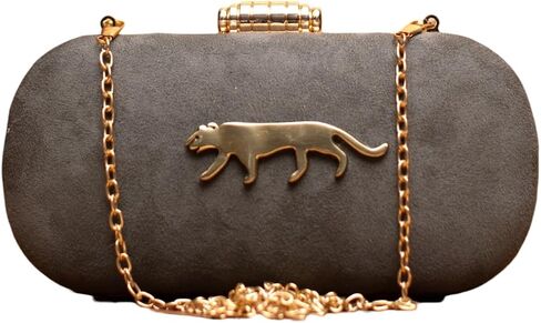 Indian Ethnic Designer Velvet Clutch with Jaguar Design for Women to Pair with Saree or any Indian Traditional Attire in Saudi Arabia