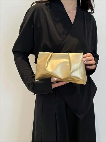 Women's Y2k Ruched Cloud Bag PU Leather Clutch Purses Zipper Evening Handbag in Saudi Arabia
