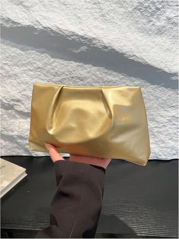 Women's Y2k Ruched Cloud Bag PU Leather Clutch Purses Zipper Evening Handbag in Saudi Arabia