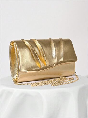 Verdusa Women's Elegant Metallic Pleated Evening Handbag Flap Magnet Envelope Clutch Purses in Saudi Arabia