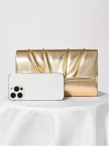 Verdusa Women's Elegant Metallic Pleated Evening Handbag Flap Magnet Envelope Clutch Purses in Saudi Arabia