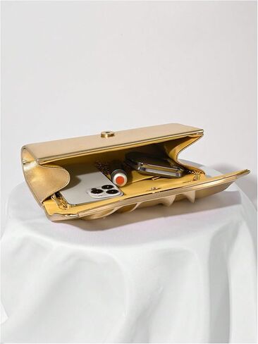 Verdusa Women's Elegant Metallic Pleated Evening Handbag Flap Magnet Envelope Clutch Purses in Saudi Arabia
