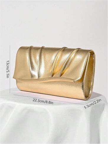 Verdusa Women's Elegant Metallic Pleated Evening Handbag Flap Magnet Envelope Clutch Purses in Saudi Arabia