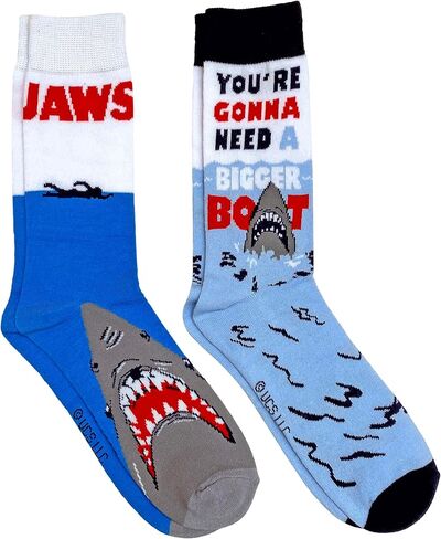 Hyp Jaws Shark Movie You're Gonna Need A Bigger Boat Men's Crew Socks 2 Pair Pack in Saudi Arabia
