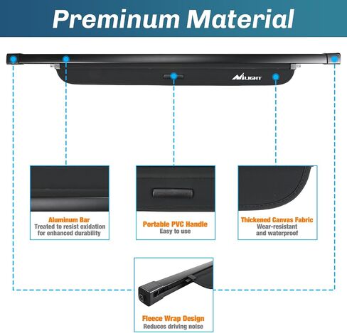 Nilight Trunk Cargo Cover for Nissan Kicks 2018 2019 2020 2021 2022 2023 2024, Retractable Security Shade Rear Cargo Cover, with Trunk Storage Net in Saudi Arabia