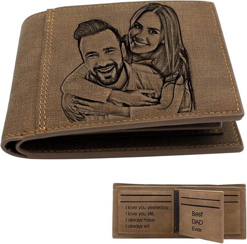 Personalised Photo Wallets for Men, Custom Trifold Engraved Men's Photo Wallets, Personalised Christmas Gifts for Him/Husband/Dad/Son in Saudi Arabia