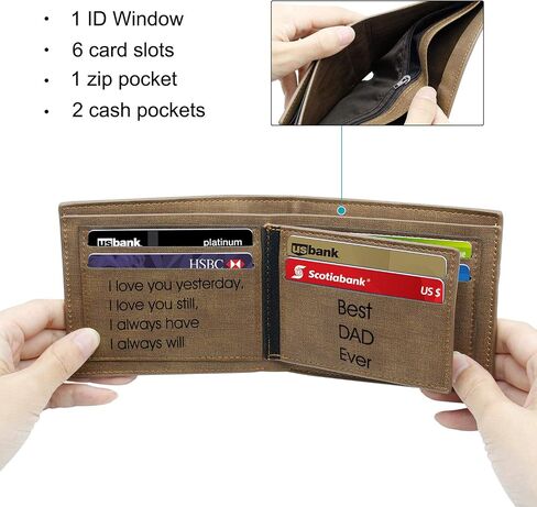 Personalised Photo Wallets for Men, Custom Trifold Engraved Men's Photo Wallets, Personalised Christmas Gifts for Him/Husband/Dad/Son in Saudi Arabia