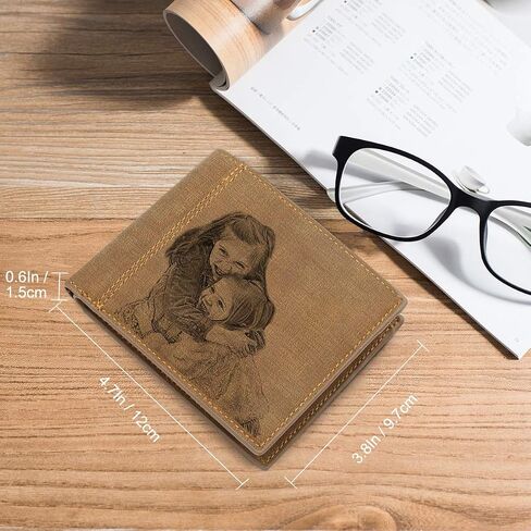 Personalised Photo Wallets for Men, Custom Trifold Engraved Men's Photo Wallets, Personalised Christmas Gifts for Him/Husband/Dad/Son in Saudi Arabia