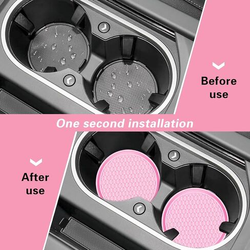 4 PCS Car Cup Holder Coaster, 2.75 Inch Non-Slip Insert Coaster, Silicone Car Coasters, Honeycomb Shape Waterproof Cup Mats, Universal Car Interior Accessories (Pink) in Saudi Arabia