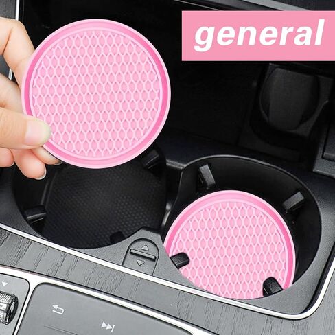 4 PCS Car Cup Holder Coaster, 2.75 Inch Non-Slip Insert Coaster, Silicone Car Coasters, Honeycomb Shape Waterproof Cup Mats, Universal Car Interior Accessories (Pink) in Saudi Arabia