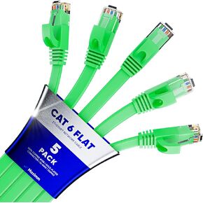 كابل إيثرنت Cat 6 بطول 10 أقدام - مع تصميم مسطح وموفر للمساحة، وكابل تصحيح شبكة LAN عالي السرعة للإنترنت، وموصلات RJ45 - بطول 10 أقدام / متعدد الألوان / 5 حزم - مثالي للألعاب والبث والمزيد in Kuwait