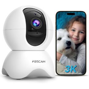 كاميرا أمان FOSCAM 3K قابلة للإمالة لمراقبة الأطفال، وكاميرا للكلاب مع كشف الحركة، وصفارة إنذار ثنائية الاتجاه، ورؤية ليلية، وتخزين بطاقة Cloud وSD، تعمل مع Alexa وGoogle Home in Kuwait