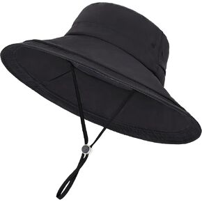 Women's UPF 50+ Waterproof Wide Brim Sun Bucket Hat with Ponytail Hole | Adjustable Fit & Shapable Brim, Packable & Lightweight for Beach Hiking Fishing Gardening in Saudi Arabia
