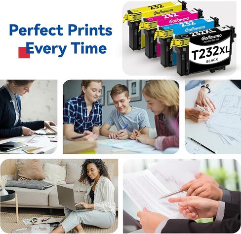 232xl 232 استبدال خراطيش الحبر المعاد تصنيعها لحزمة التحرير والسرد عالية السعة لـ 232xl T232 حبر WF-2950 WF-2930 XP-4200 XP-4205 (2BLACK 1CYAN 1MAGENTA 1YELLOY) in Kuwait