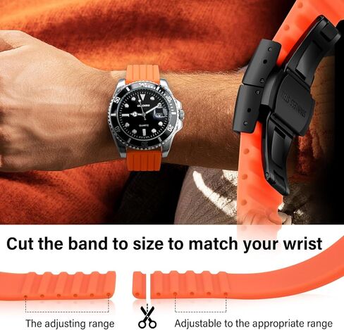 ULLCHRO SILICONE WATTER STRAP استبدال شريط ساعة مطاطية شريط مقاوم للماء - 14 ملم ، 16 مم ، 18 مم ، 20 مم ، 22 مم ، 24 ملم سوار الساق مع مشبك الفولاذ المقاوم للصدأ الأسود in Kuwait