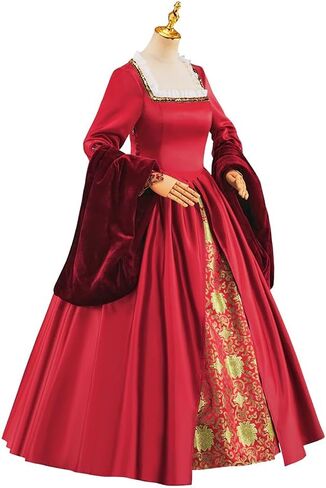 Tudor فترة آن Boleyn زي النساء عصر النهضة Tudor الأميرة الملكة إليزابيثية الأزياء ثوب الكرة in Kuwait
