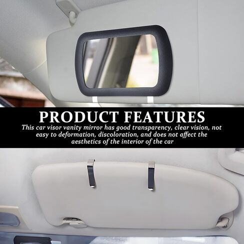 Sun Visor Car Mirror Vanity ، Clip Universal on Automotive Sun Visor Vanity Mirror ، Universal Interior Car Accessories for Women Girls in Kuwait