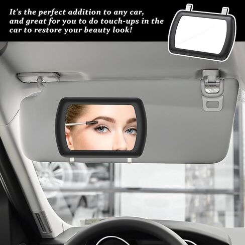 Sun Visor Car Mirror Vanity ، Clip Universal on Automotive Sun Visor Vanity Mirror ، Universal Interior Car Accessories for Women Girls in Kuwait