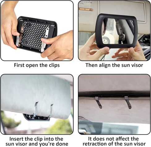 Sun Visor Car Mirror Vanity ، Clip Universal on Automotive Sun Visor Vanity Mirror ، Universal Interior Car Accessories for Women Girls in Kuwait