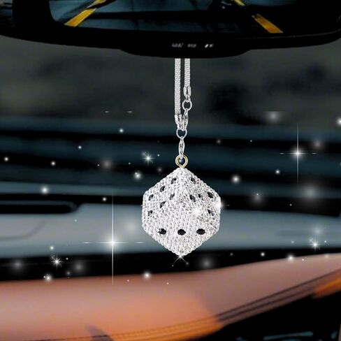 Creative Hanging Dice with Dots Car Rearview Mirror Charm, Bling Car Charm, Rear View Mirror Accessories, Stylish Auto Interior Decor in Saudi Arabia