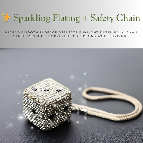 Creative Hanging Dice with Dots Car Rearview Mirror Charm, Bling Car Charm, Rear View Mirror Accessories, Stylish Auto Interior Decor in Saudi Arabia